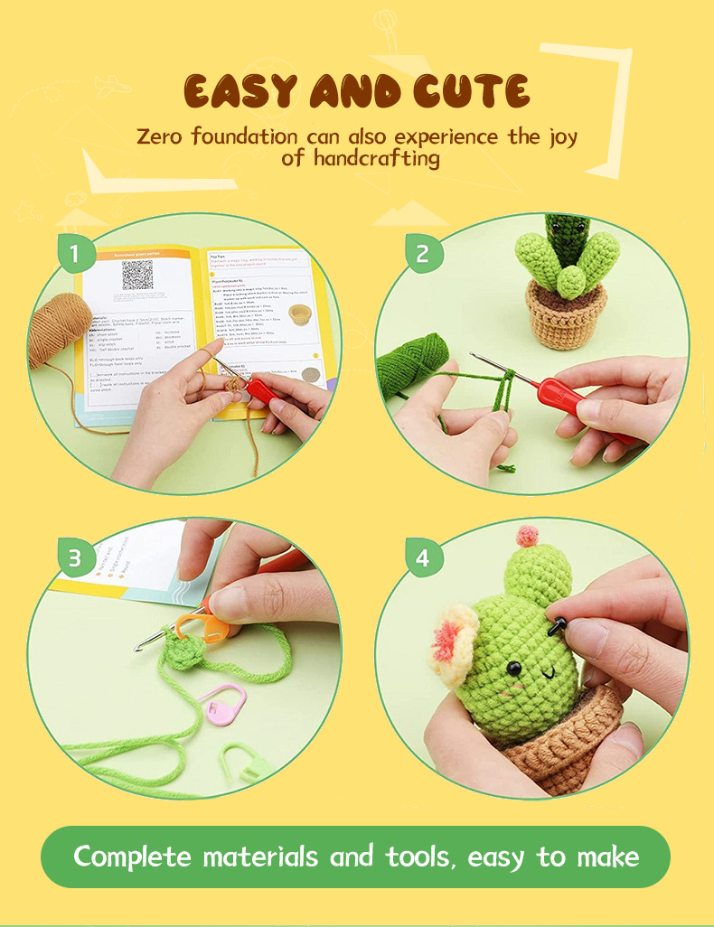 Crochet Material Package Animal English Instruction Video Handmade Doll DIY