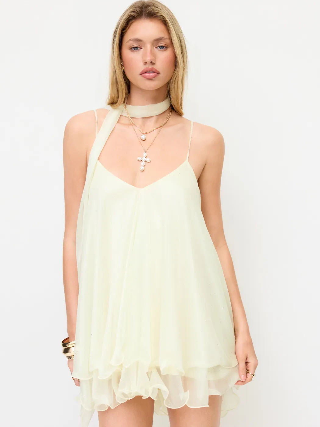 chiffon halter-neck dress