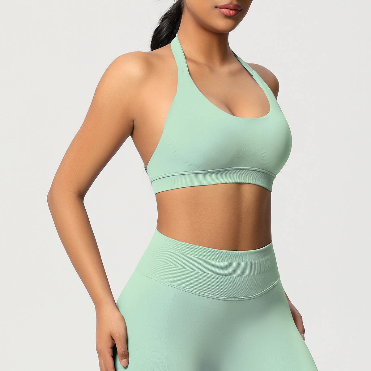 Women's Seamless Bandeau Sports Bra and Leggings Set