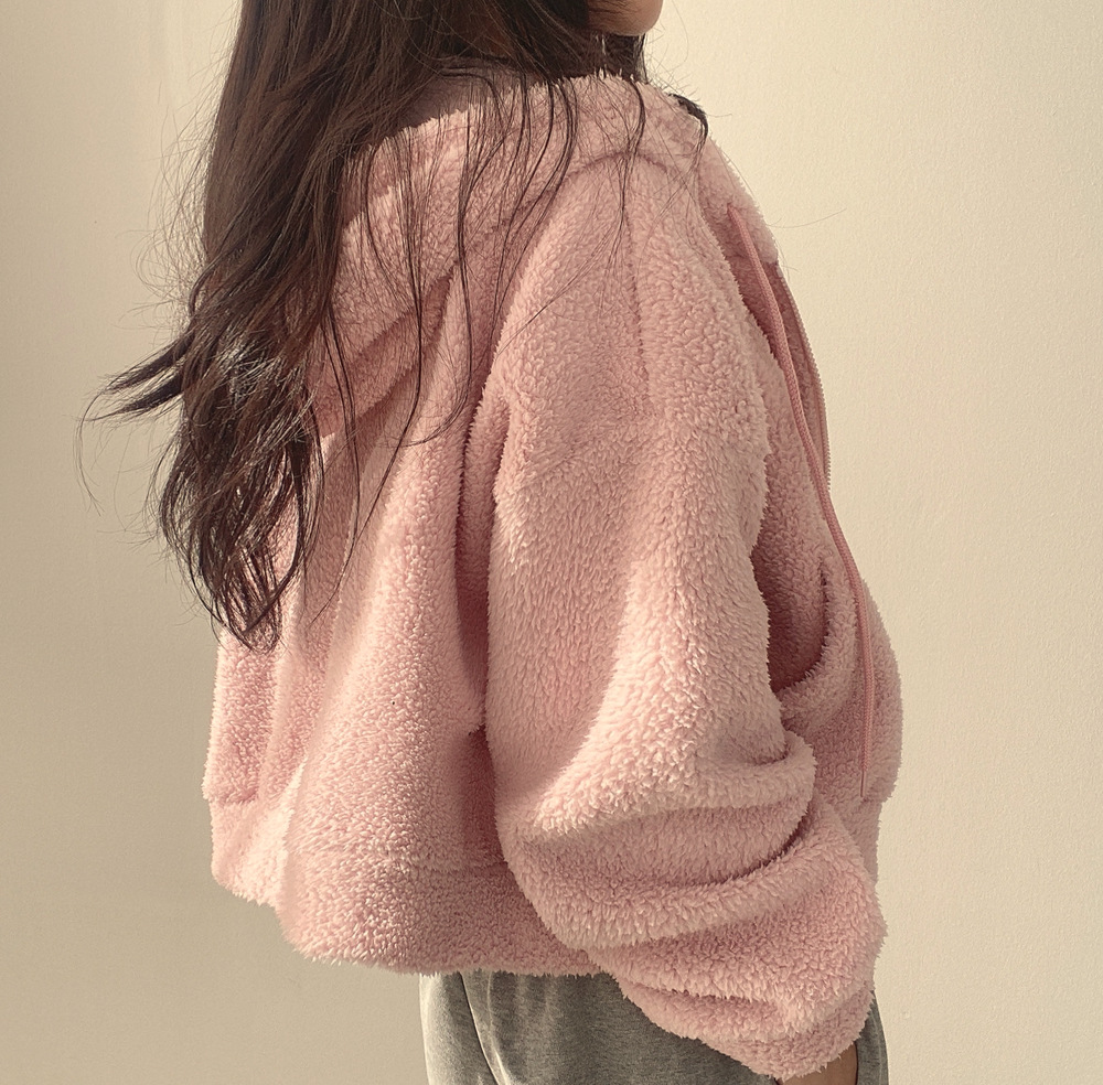 Women's Faux Lamb Fur Hooded Zip-Up Jacket
