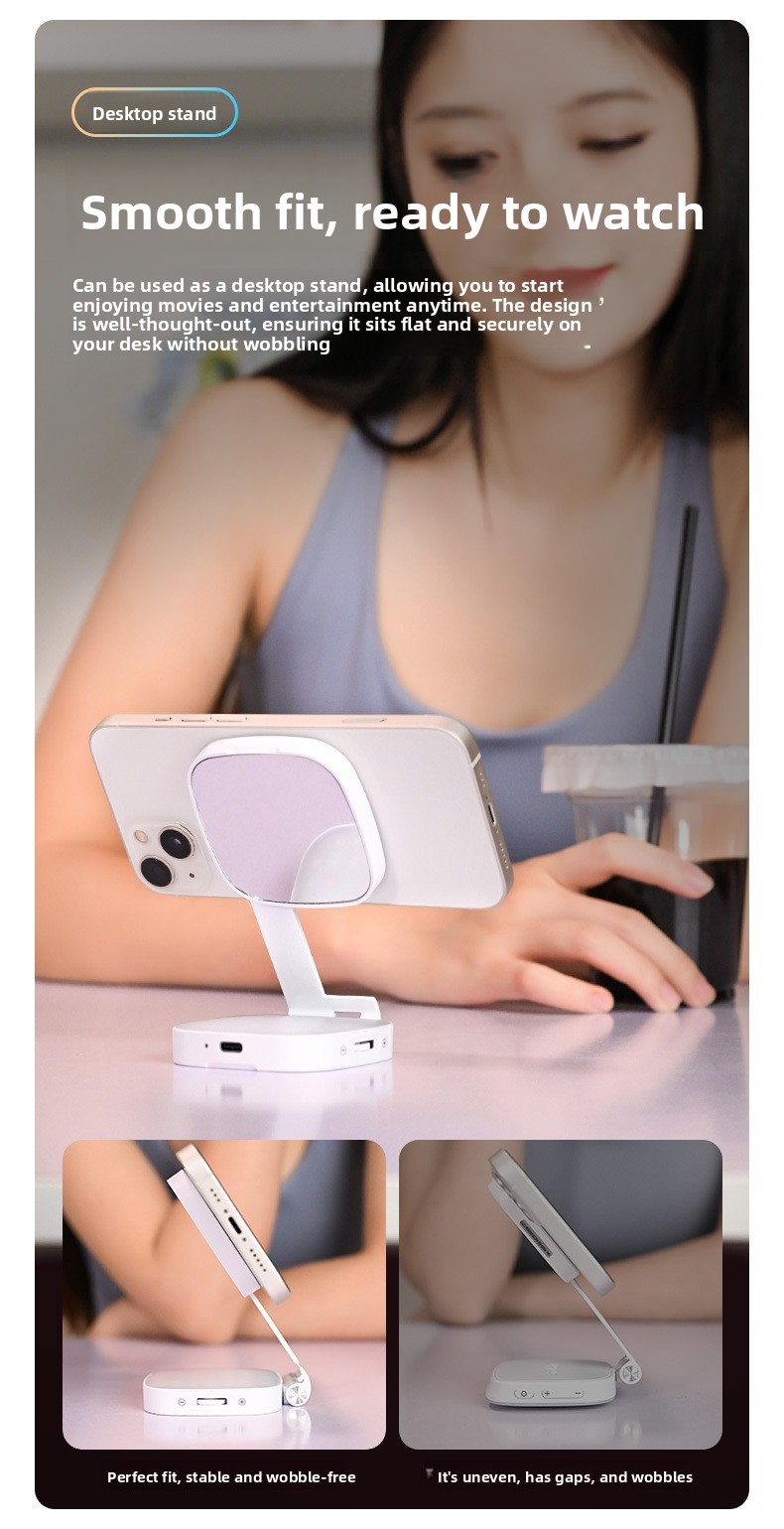 Mini Magnetic Selfie Light with Mirror, 3-Color Rechargeable Phone Fill Light