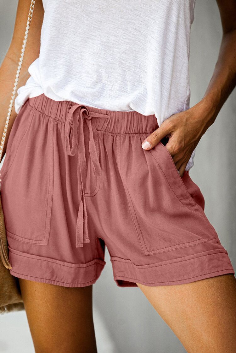 Women's High Waist Drawstring Wide Leg Woven Shorts