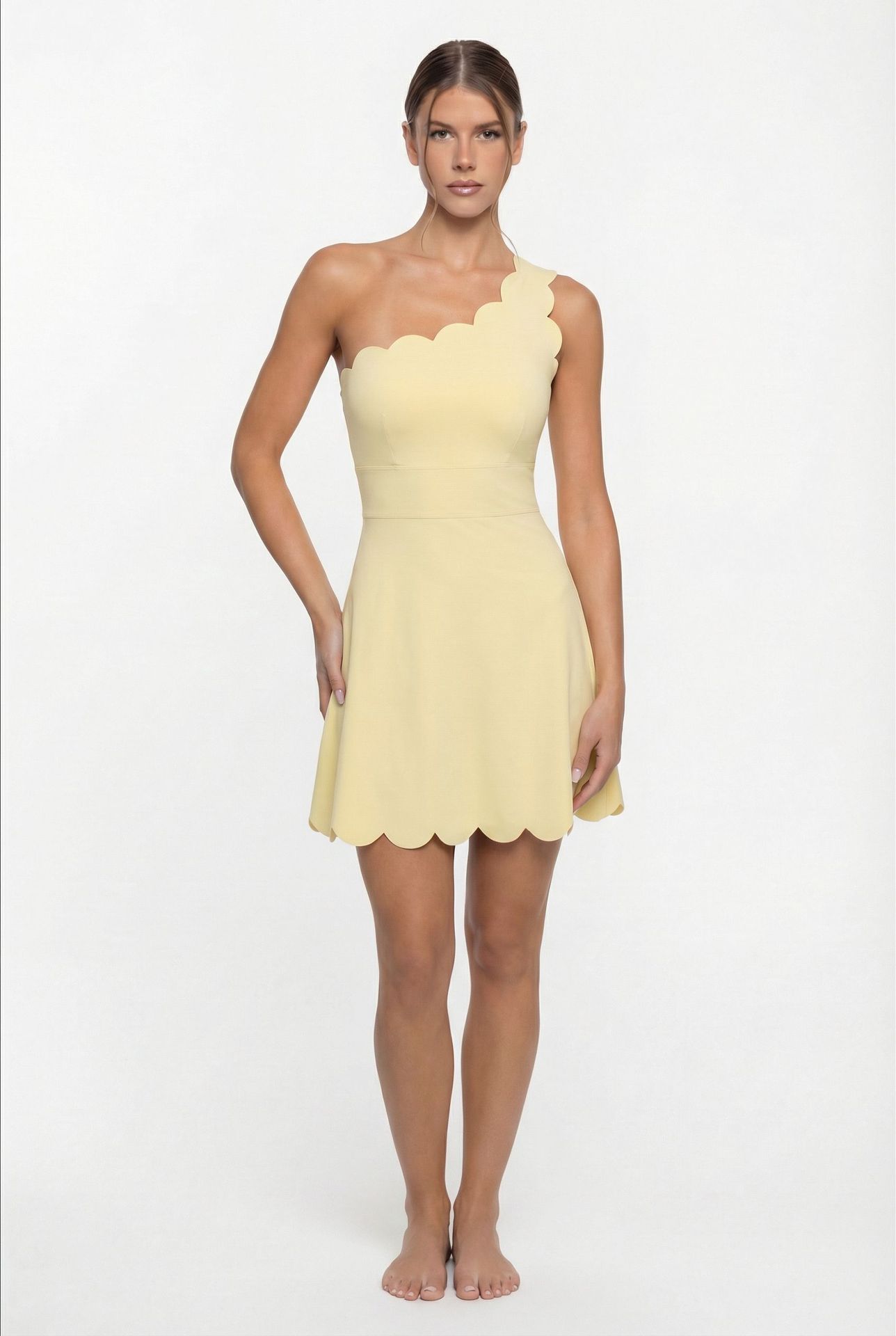 Women's One-Shoulder Lace-Trim Sports Dress for Yoga and Tennis