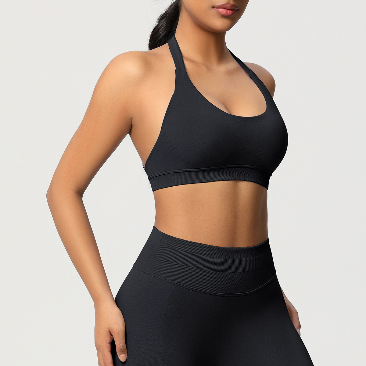 Women's Seamless Bandeau Sports Bra and Leggings Set