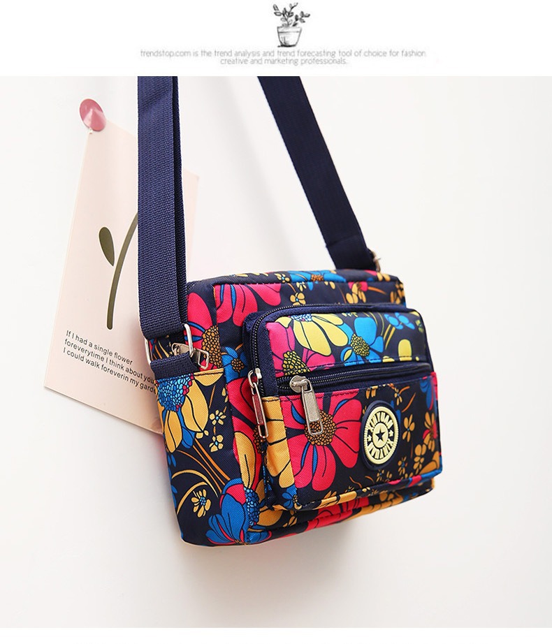 Printed Nylon Crossbody Bag, Floral, Plaid and Pattern Styles