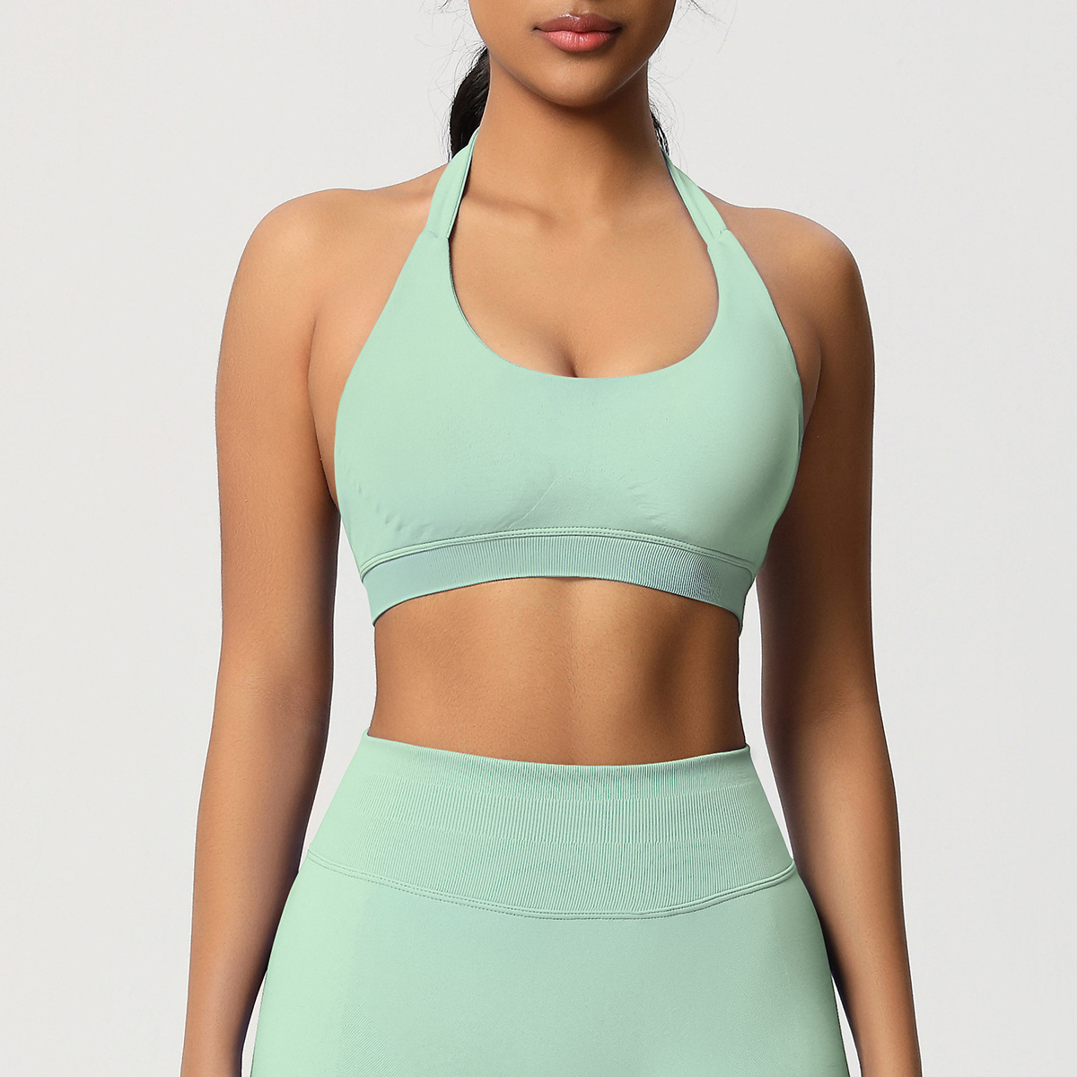 Women's Seamless Bandeau Sports Bra and Leggings Set