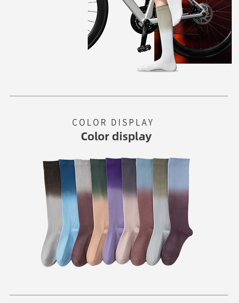 Gradient Color Athletic Socks, Breathable Nylon Blend