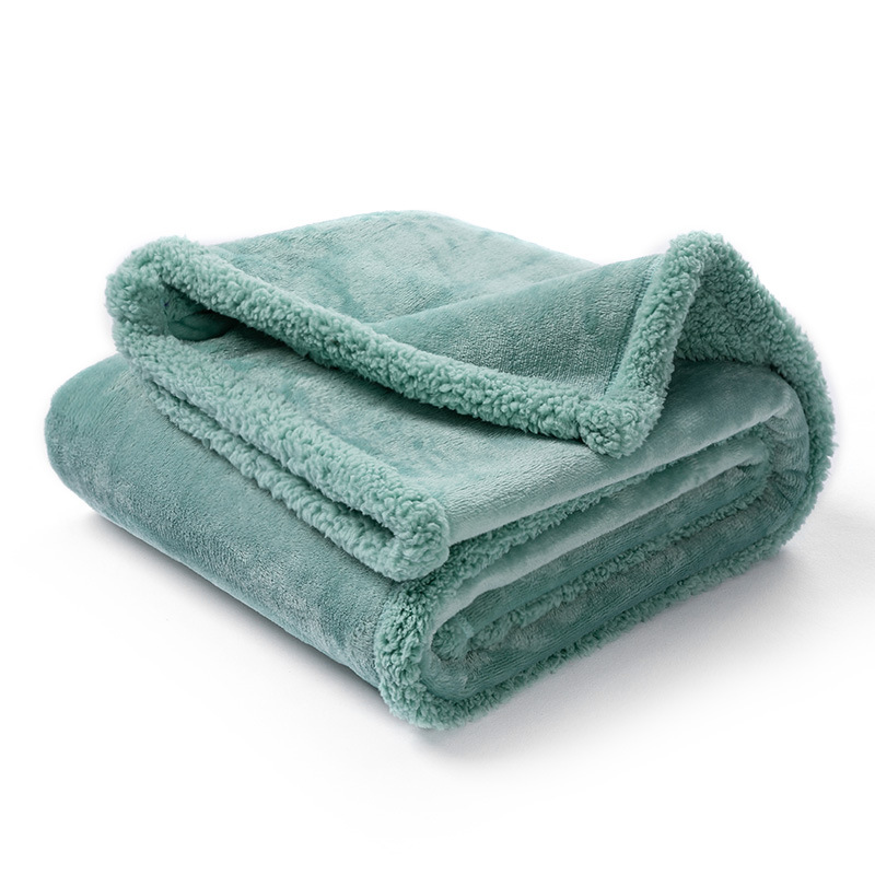 Reversible Flannel and Sherpa Pet Blanket with Lining Layer