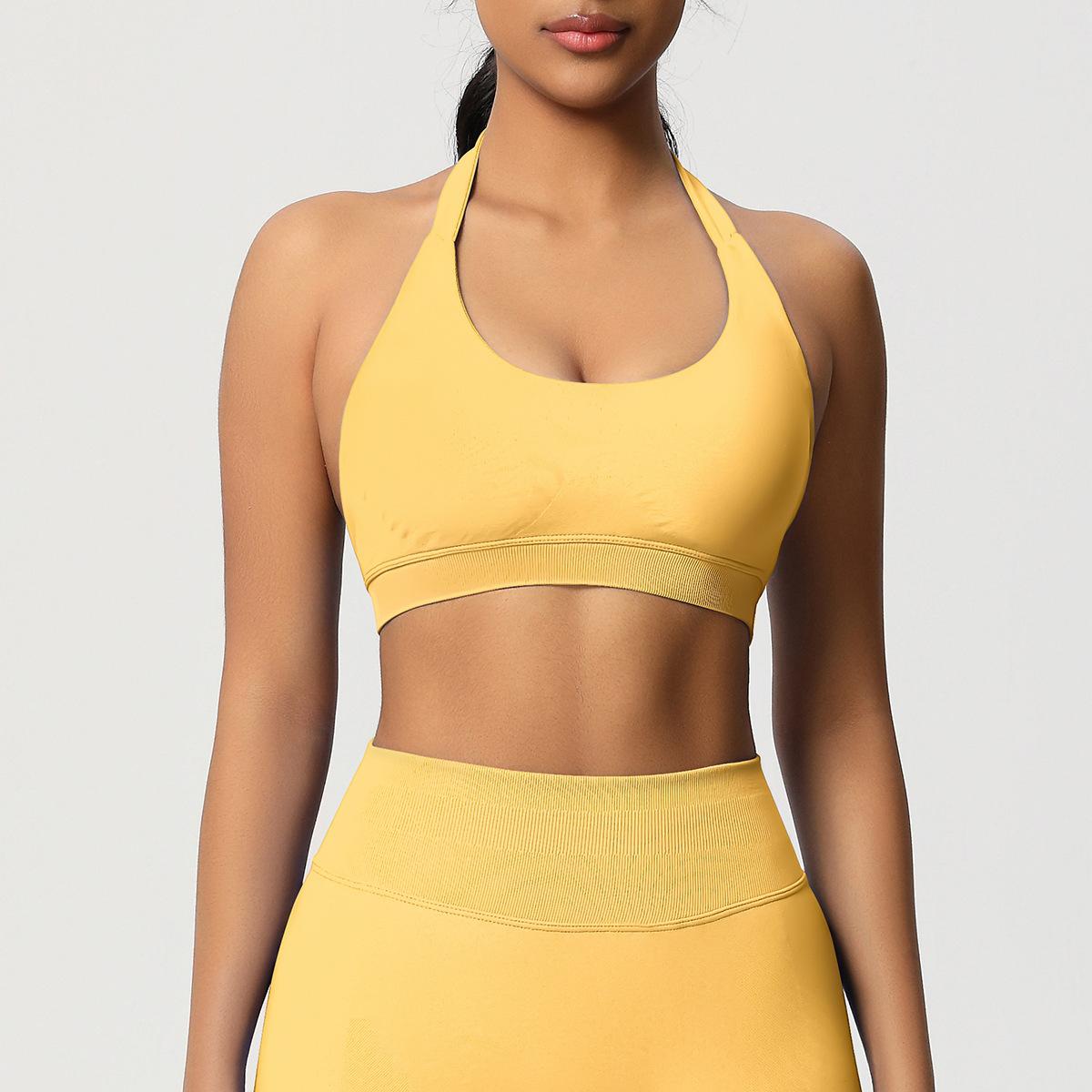 Women's Seamless Bandeau Sports Bra and Leggings Set