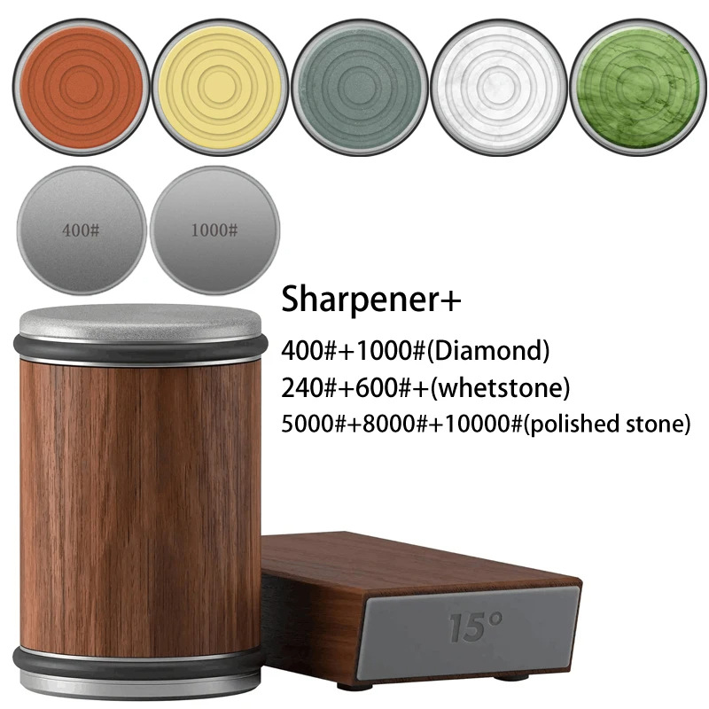 Diamond Knife Sharpener with Whetstone, Roller and Grit Options
