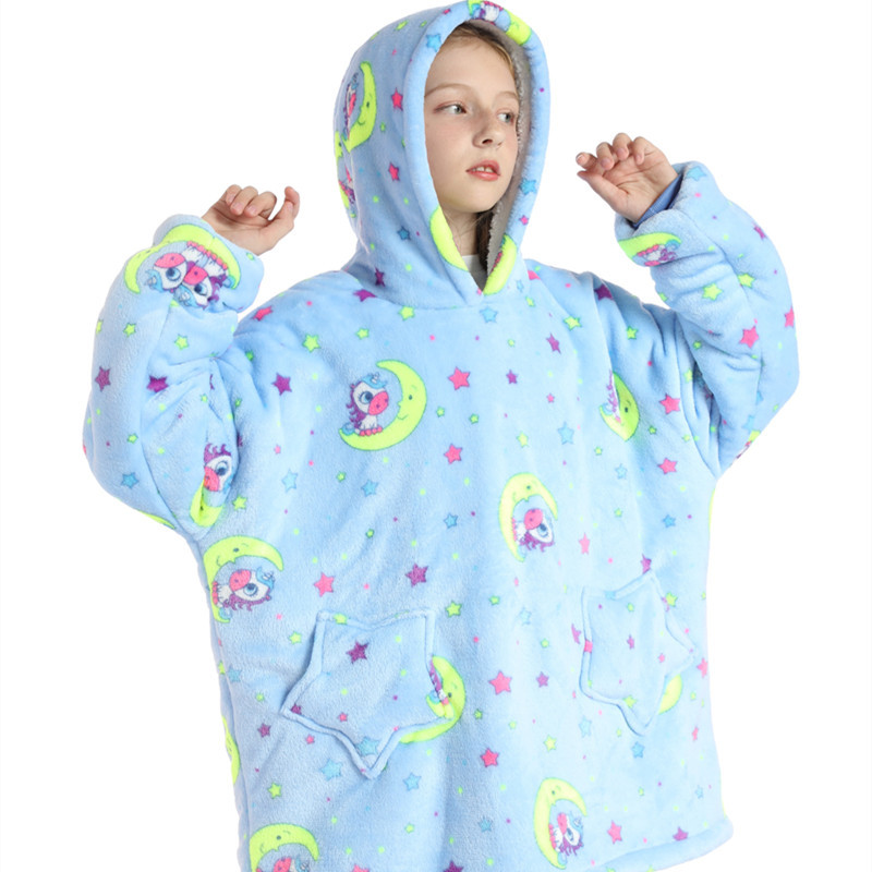 Kids Cartoon Animal Hooded Fleece Winter Robe