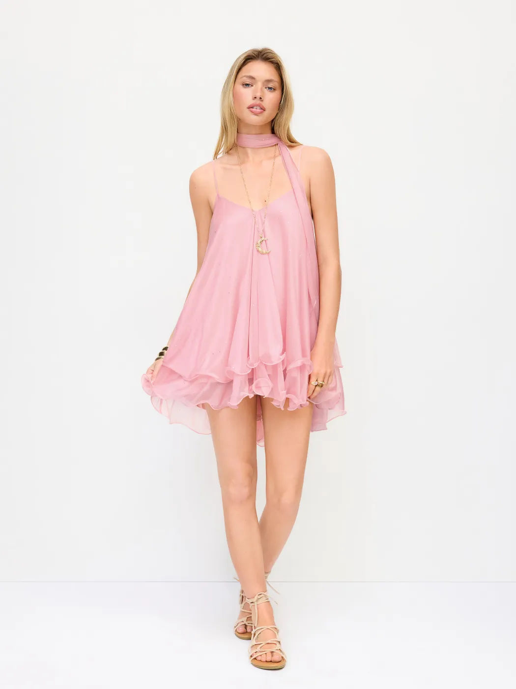 chiffon halter-neck dress