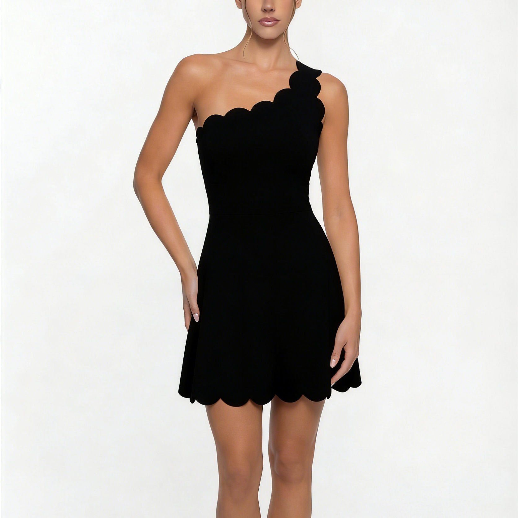 Women's One-Shoulder Lace-Trim Sports Dress for Yoga and Tennis