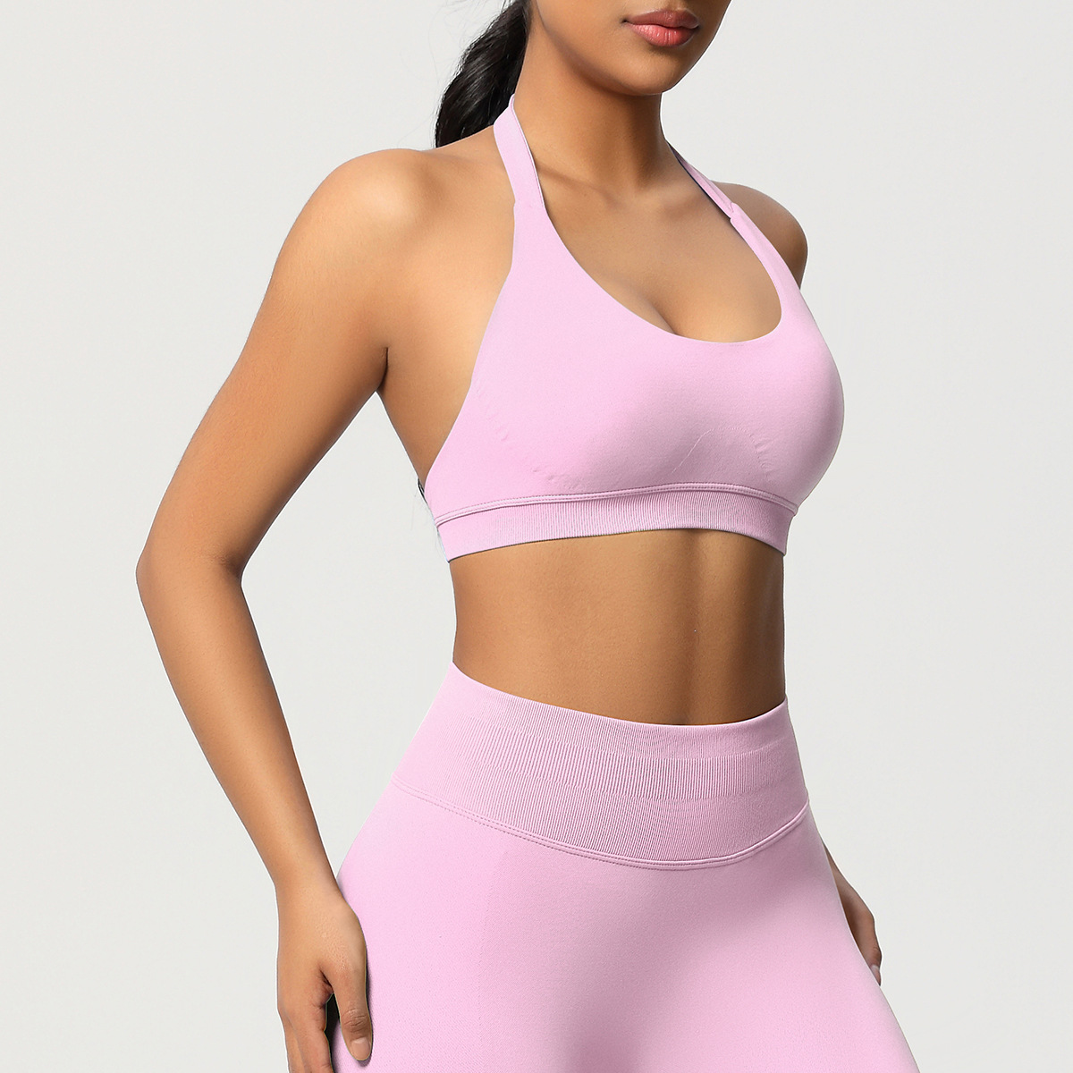 Women's Seamless Bandeau Sports Bra and Leggings Set