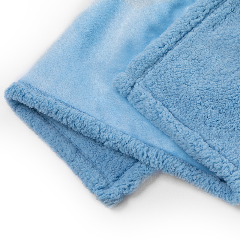 Reversible Flannel and Sherpa Pet Blanket with Lining Layer