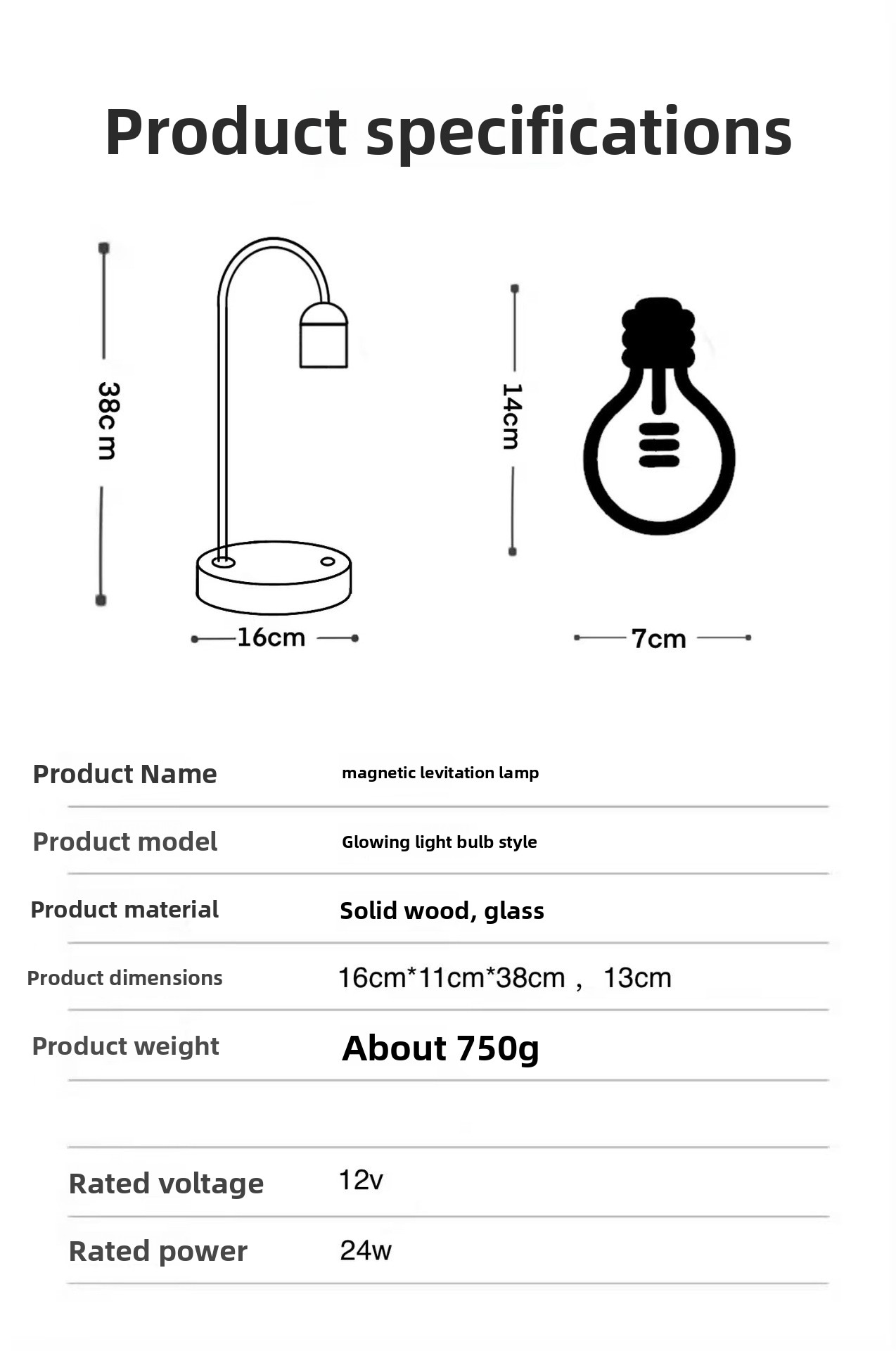 Magnetic Levitating LED Light Bulb Desk Lamp