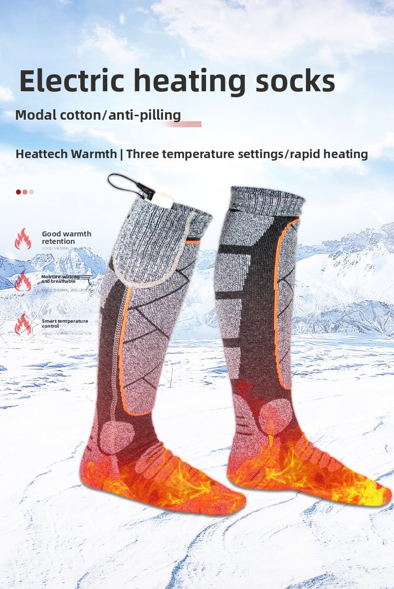 Rechargeable Electric Heated Socks with 3.7V Battery and 3 Heat Levels