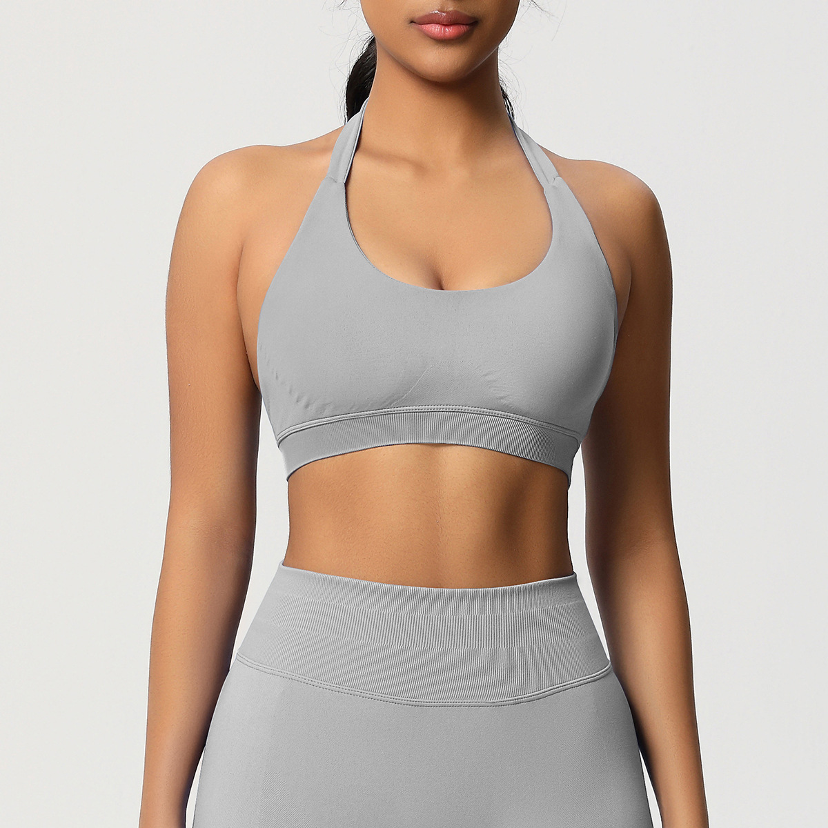 Women's Seamless Bandeau Sports Bra and Leggings Set