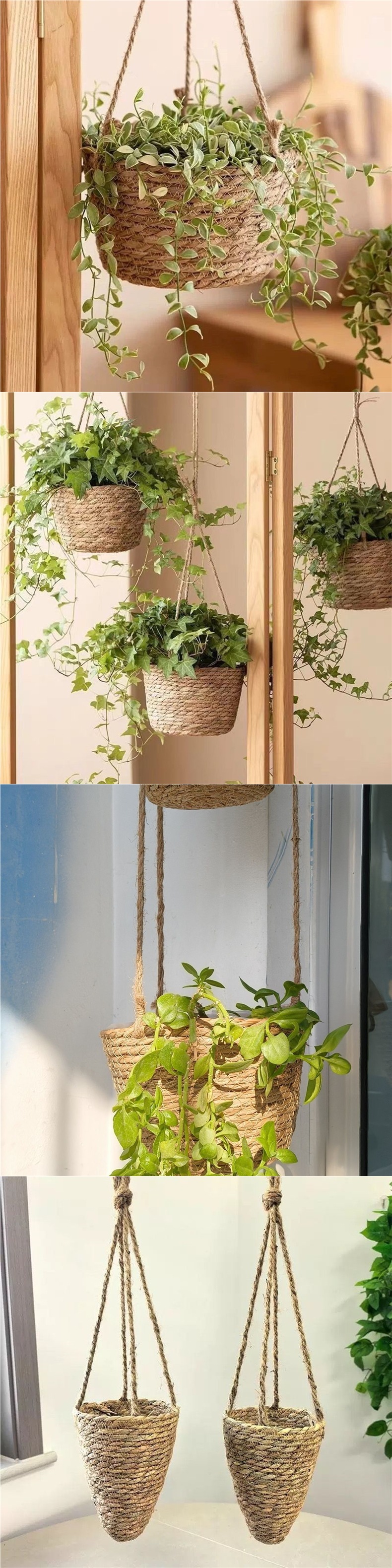 Hand-Woven Natural Vine Hanging Planter Basket for Succulents and Plants