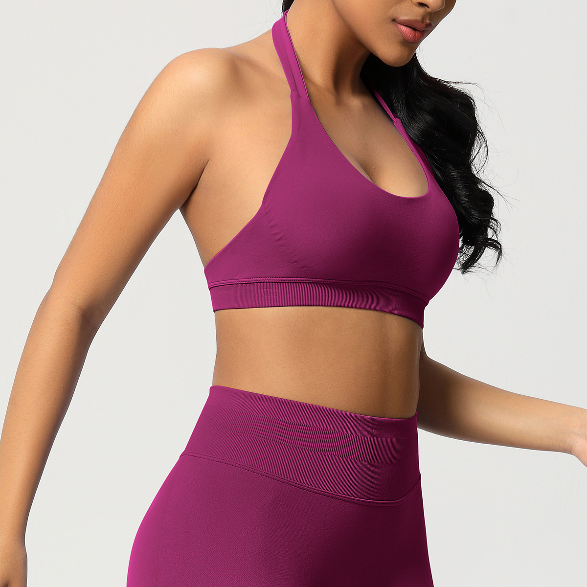 Women's Seamless Bandeau Sports Bra and Leggings Set
