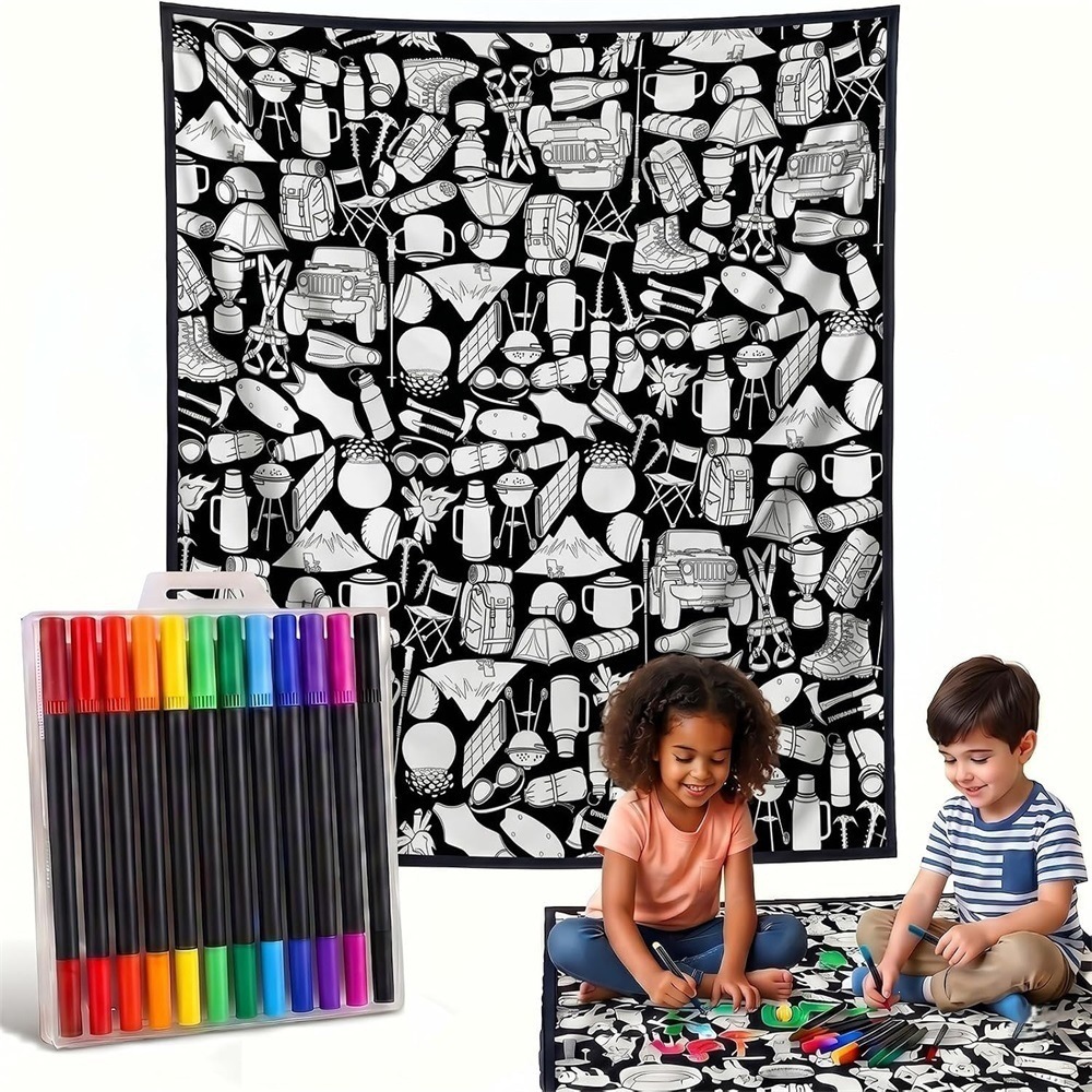 DIY Coloring Flannel Blanket, Black and White Graffiti Design, Patterns 39 to 59