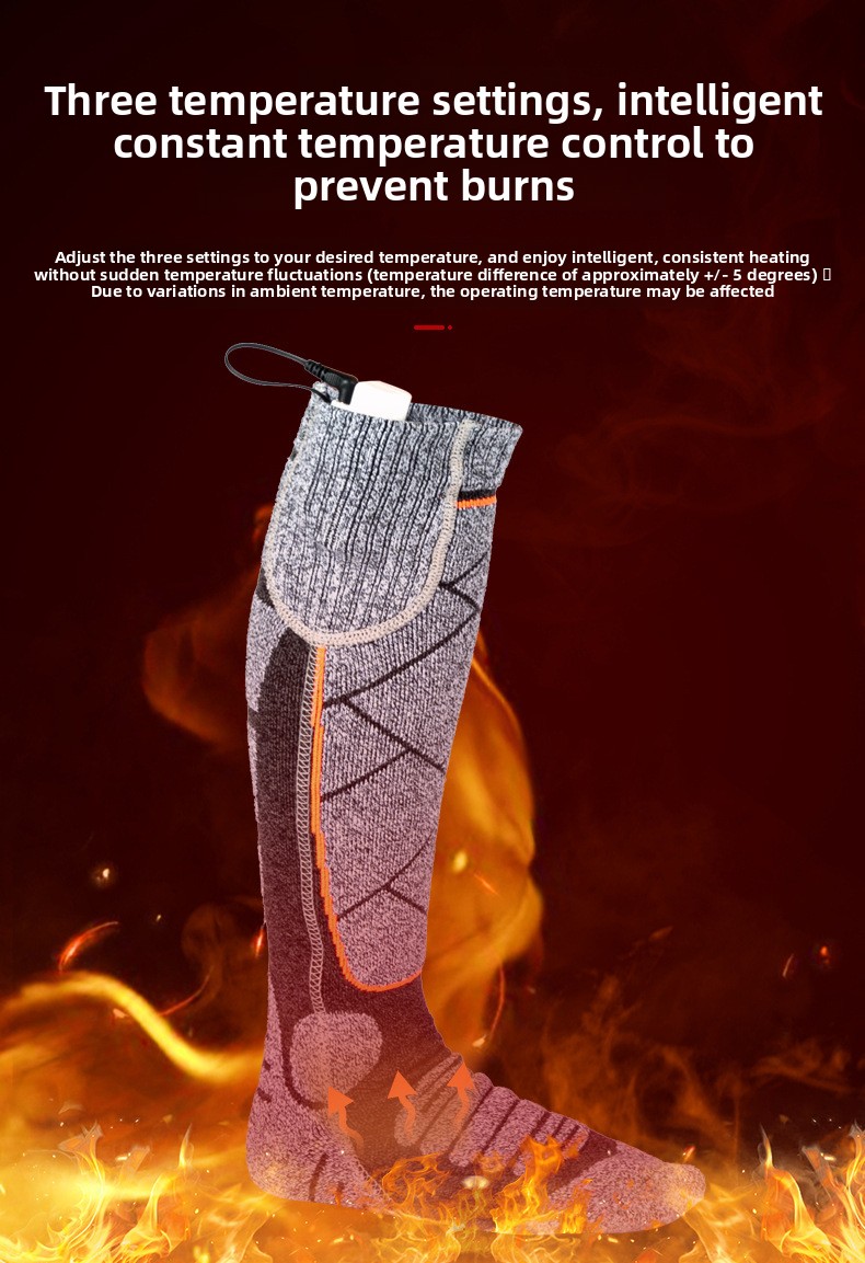 Rechargeable Electric Heated Socks with 3.7V Battery and 3 Heat Levels