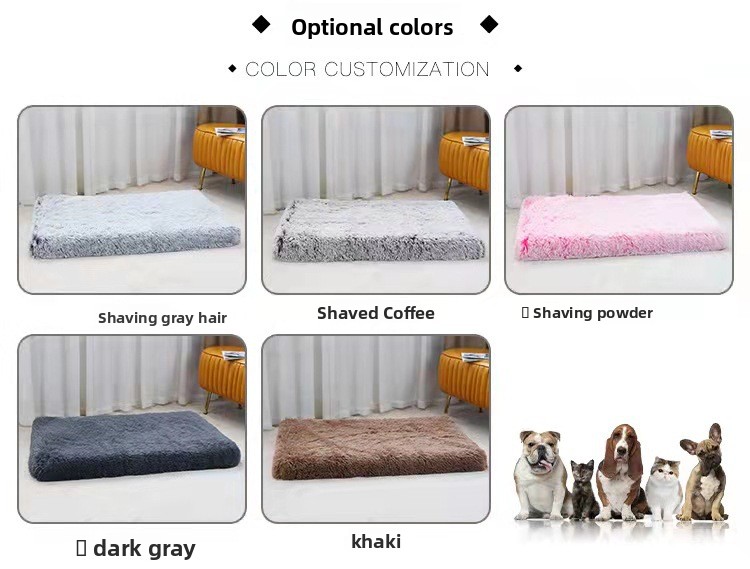 Ultra-Soft Plush Square Pet Bed Mat with Sponge Filling