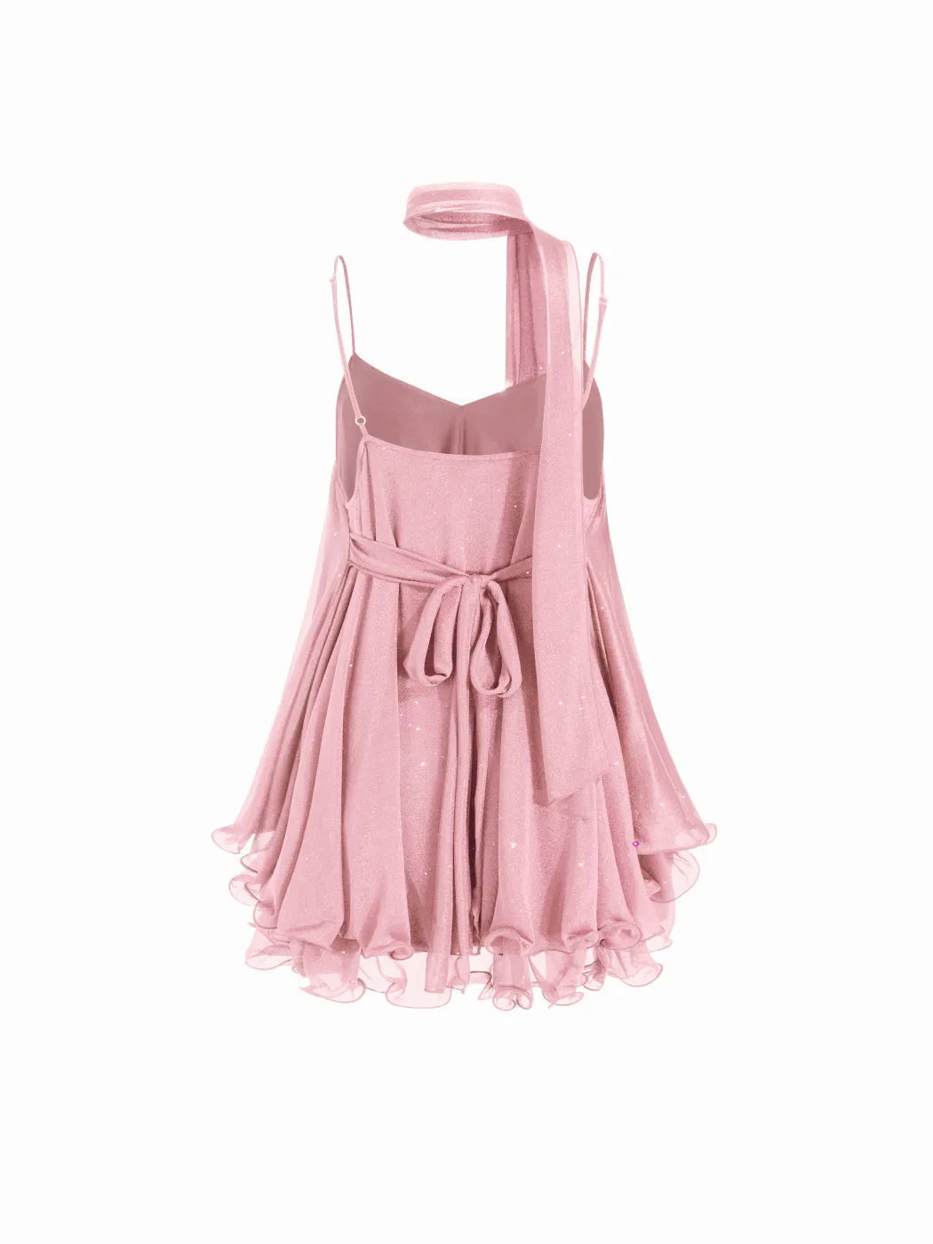 chiffon halter-neck dress