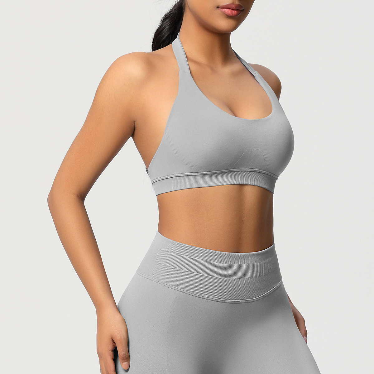Women's Seamless Bandeau Sports Bra and Leggings Set