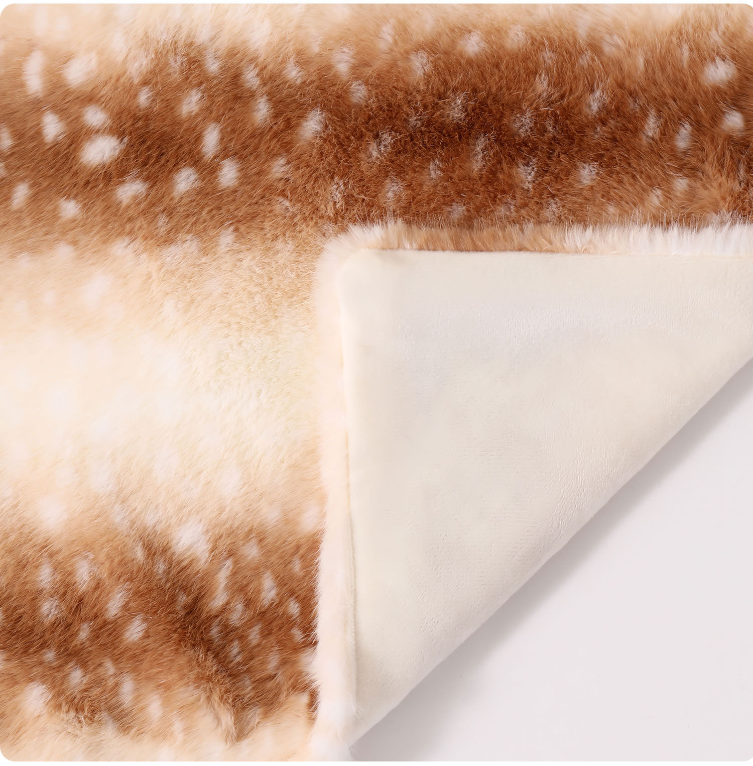 Mink Rabbit Fur Deer Pattern Double-Layer Plush Throw Blanket