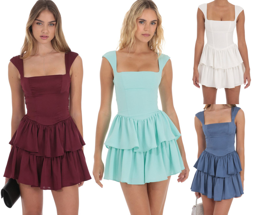 Women's Square Neck Sleeveless Smocked Mini Dress