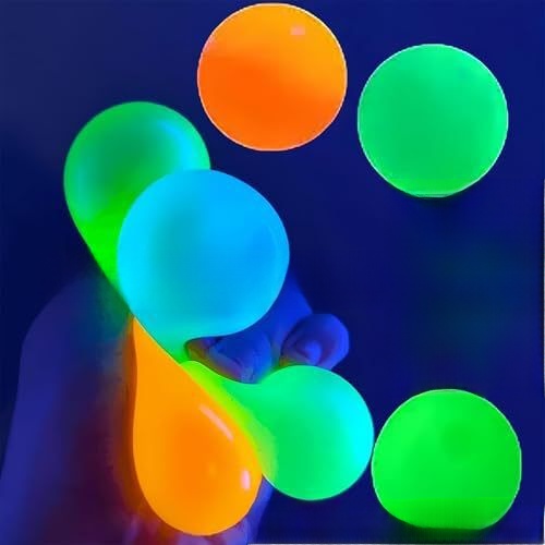 Glow-in-the-Dark Sticky Ball for Ceilings and Walls, Reusable Squeeze Toy