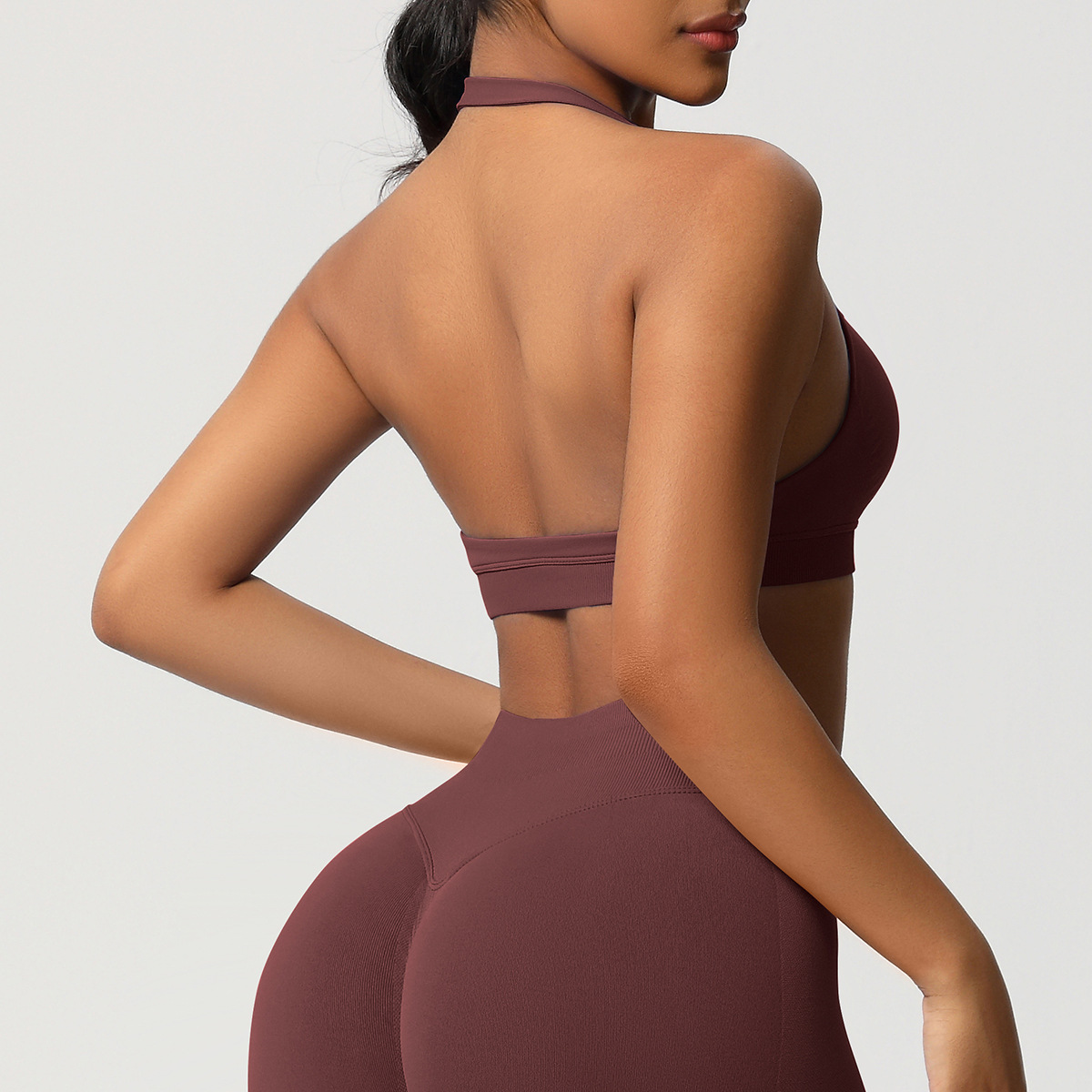 Women's Seamless Bandeau Sports Bra and Leggings Set