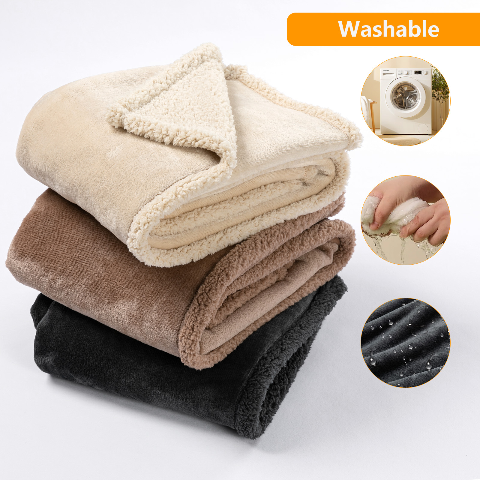 Reversible Flannel and Sherpa Pet Blanket with Lining Layer