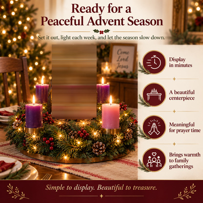 Lighted Christmas Advent Wreath with Nativity Scene