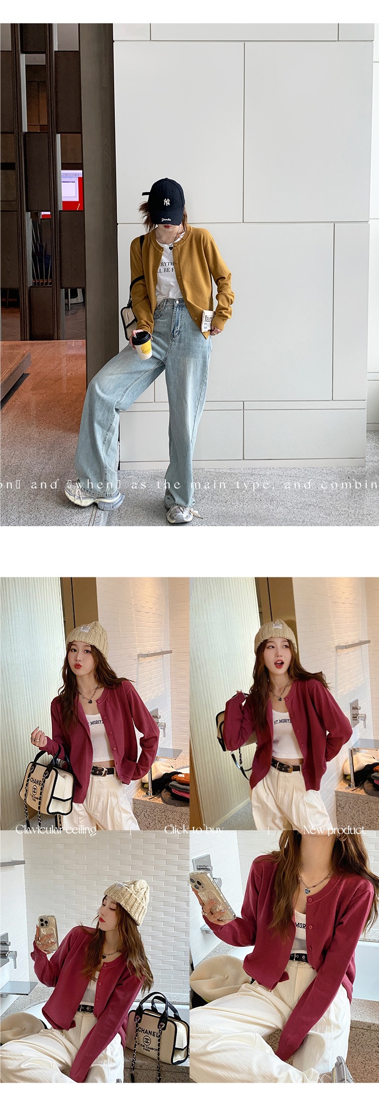 Women's Long Sleeve Solid Color Knit Cardigan with Buttons