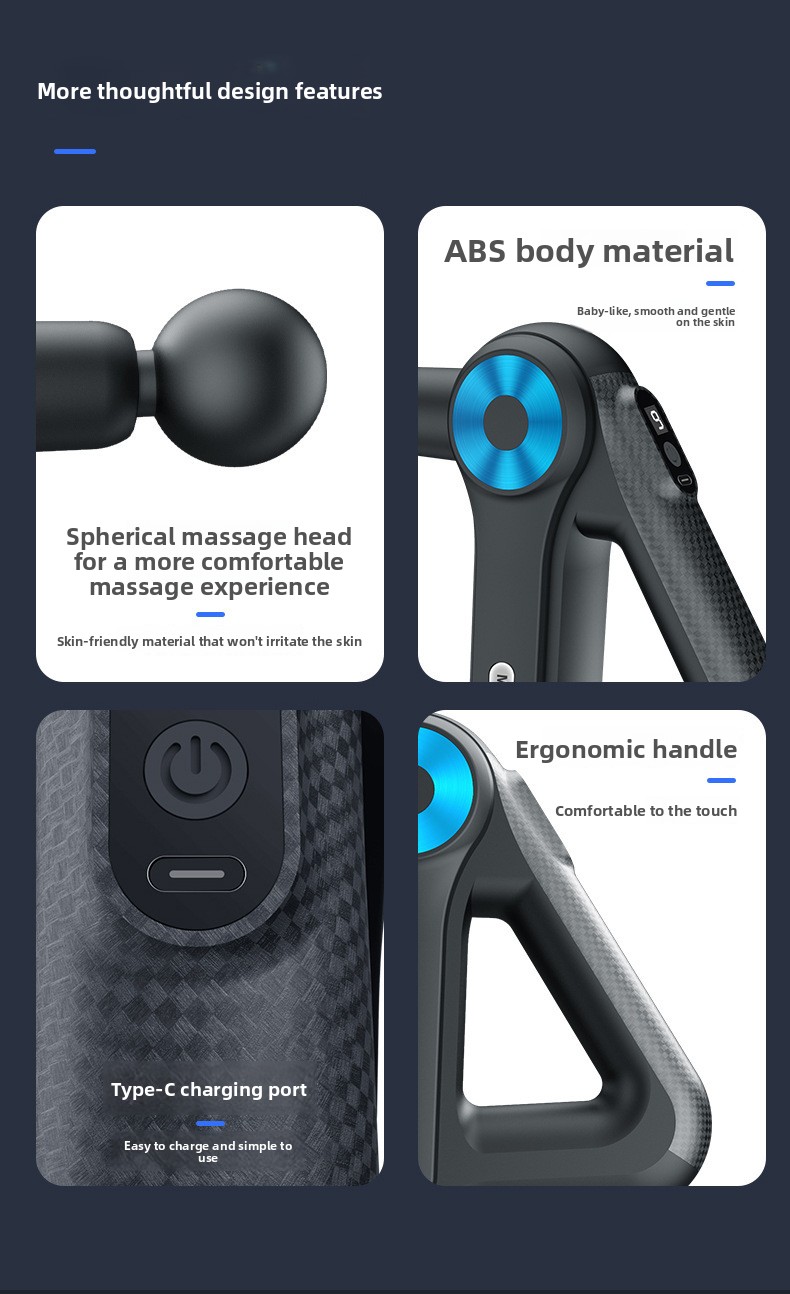 Portable USB Rechargeable Fascia Massage Gun with 6+ Heads