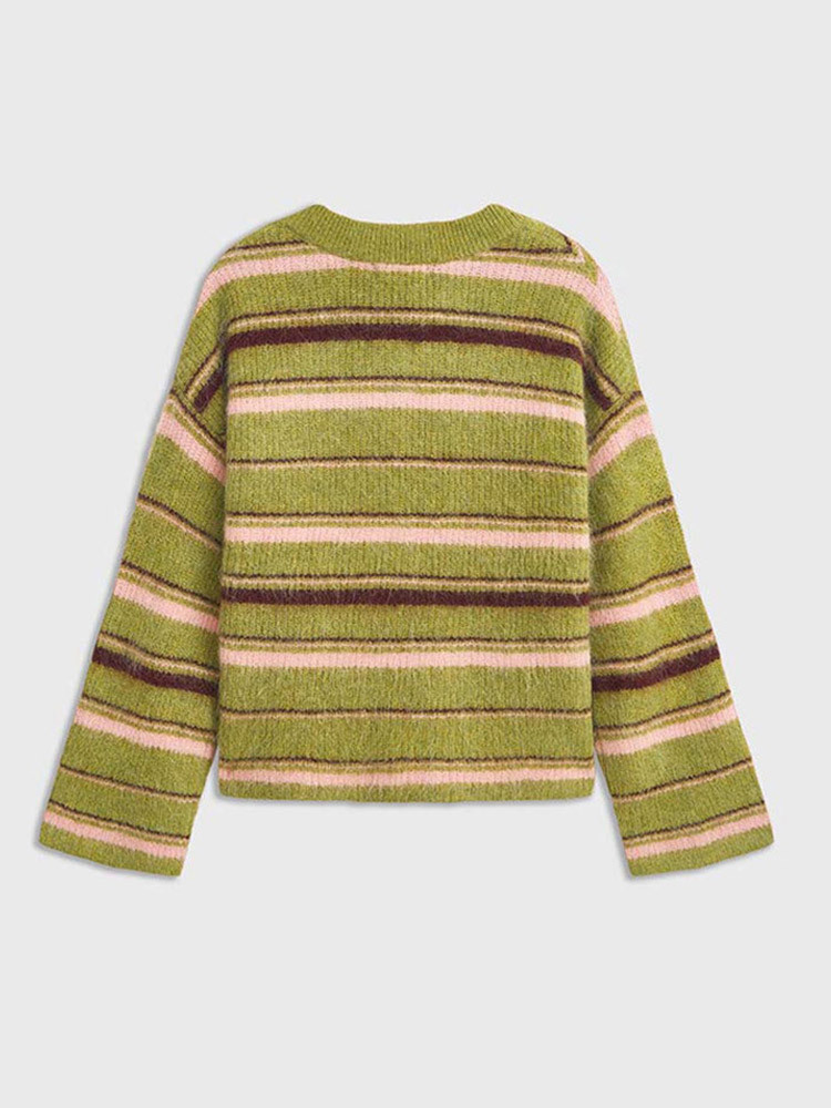 Women's Striped Color-Block Knit Cardigan