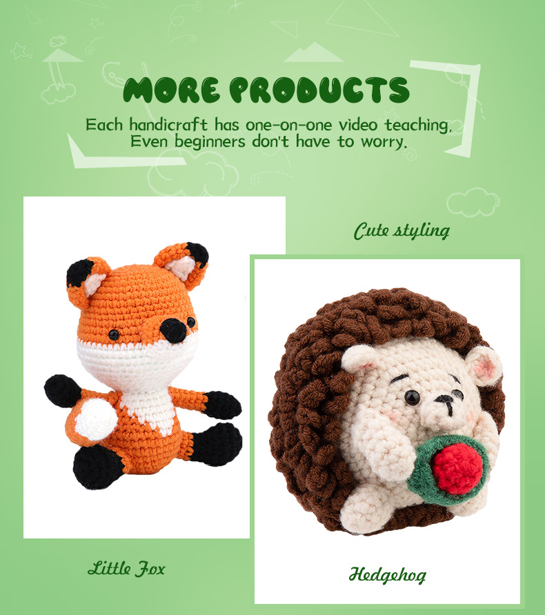 Crochet Material Package Animal English Instruction Video Handmade Doll DIY