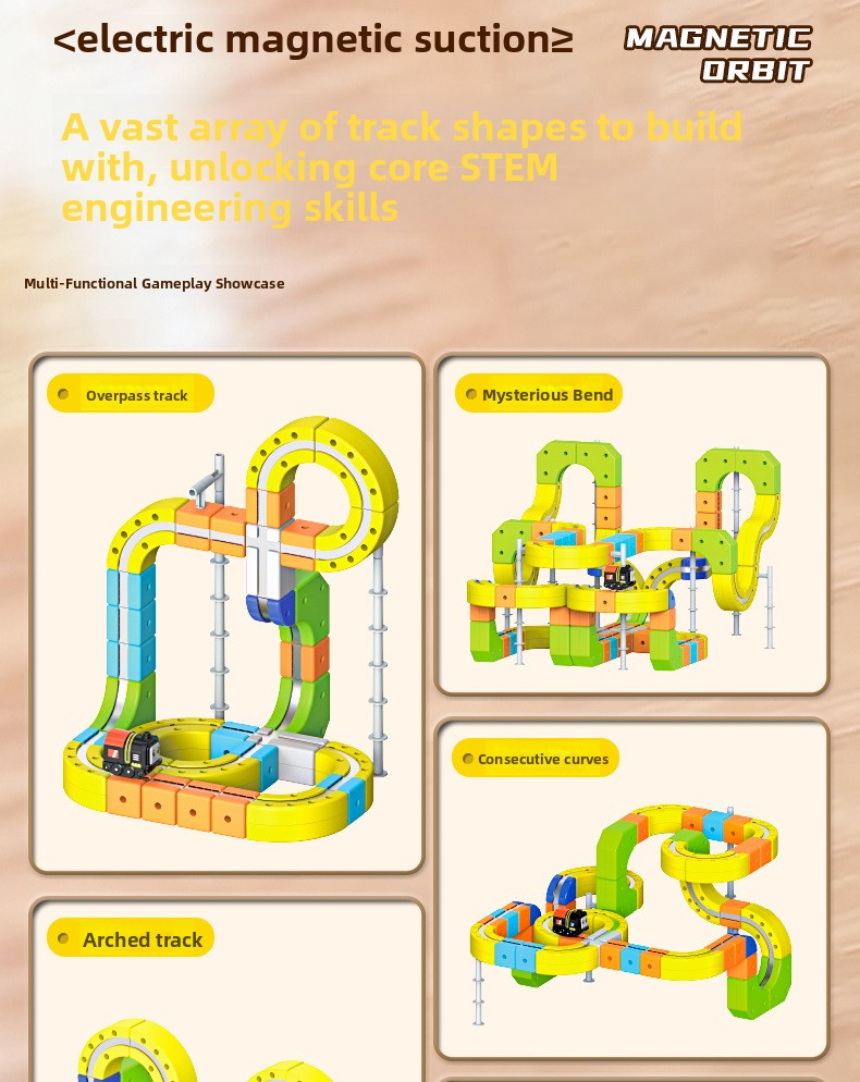 Electric Magnetic Tile Train Set, Building Block Track Toy for Kids