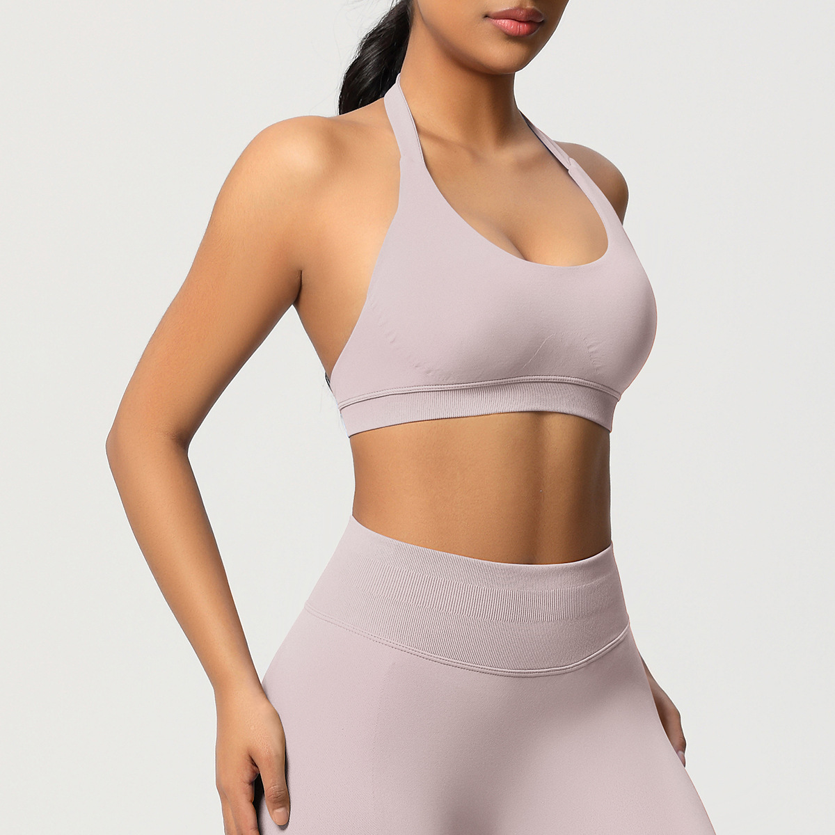 Women's Seamless Bandeau Sports Bra and Leggings Set