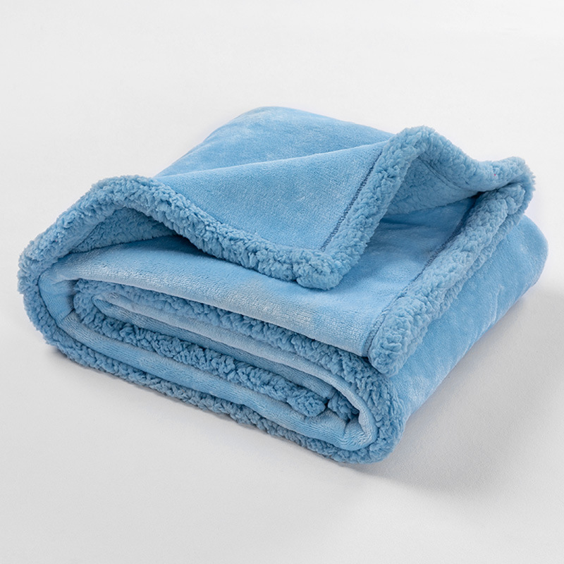 Reversible Flannel and Sherpa Pet Blanket with Lining Layer