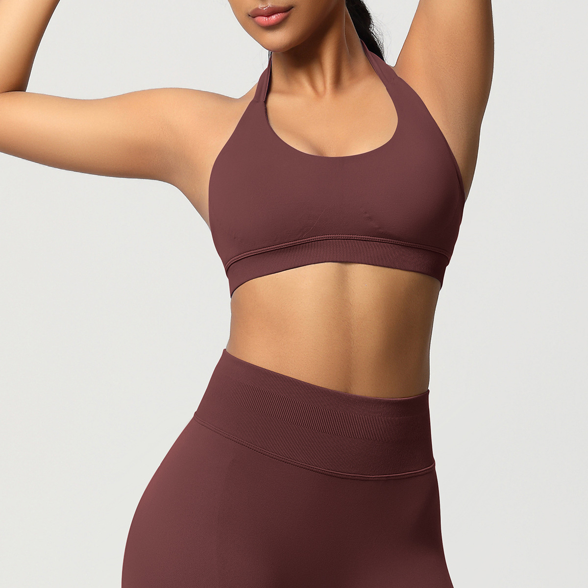 Women's Seamless Bandeau Sports Bra and Leggings Set