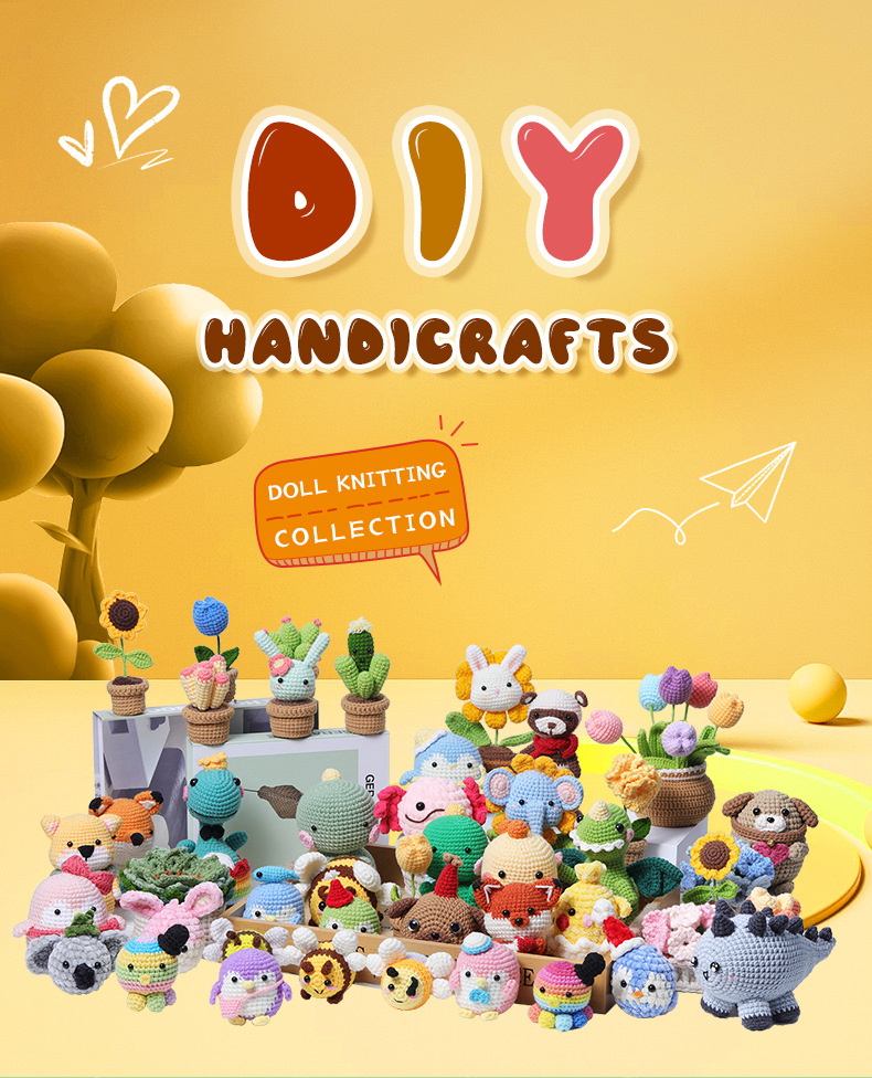 Crochet Material Package Animal English Instruction Video Handmade Doll DIY