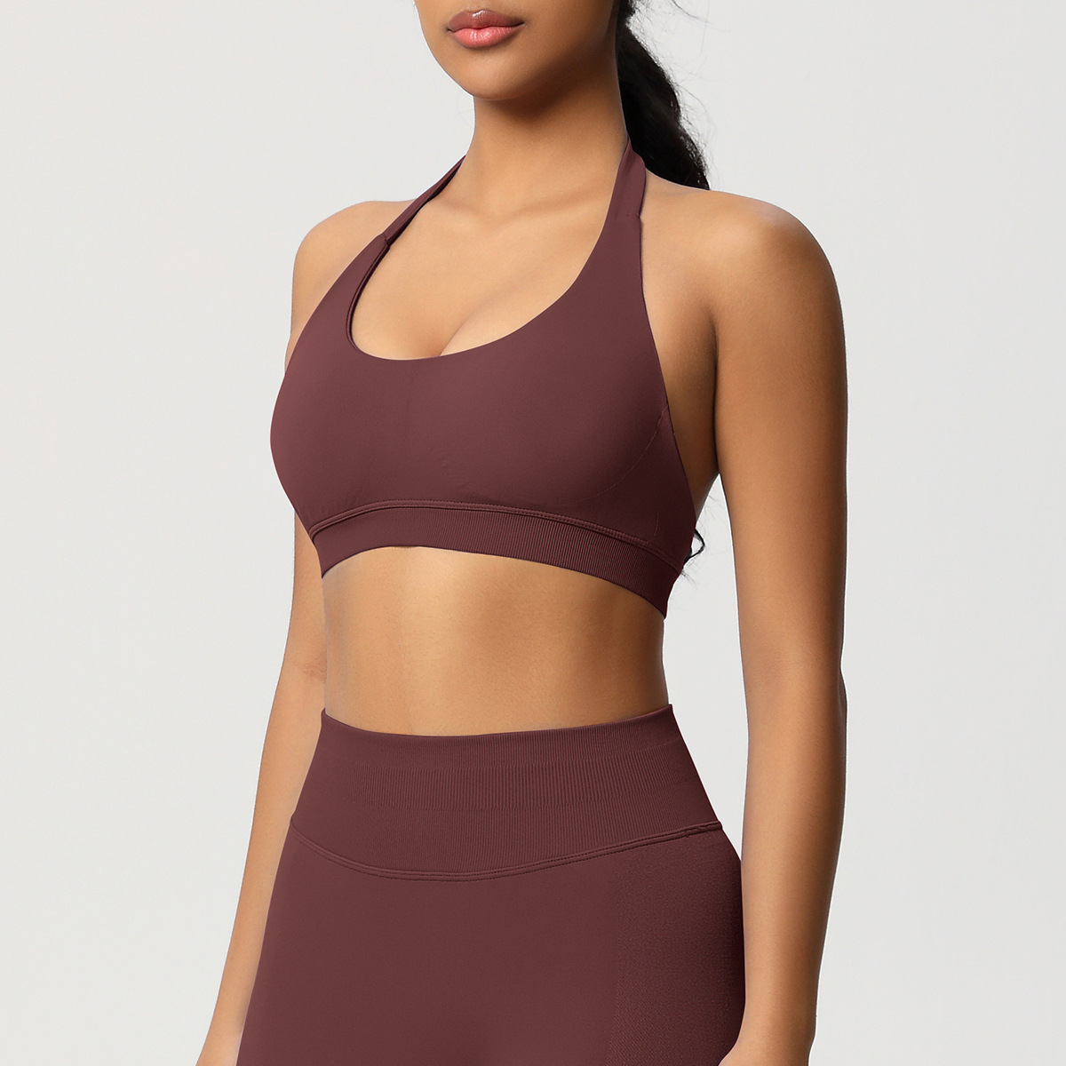 Women's Seamless Bandeau Sports Bra and Leggings Set