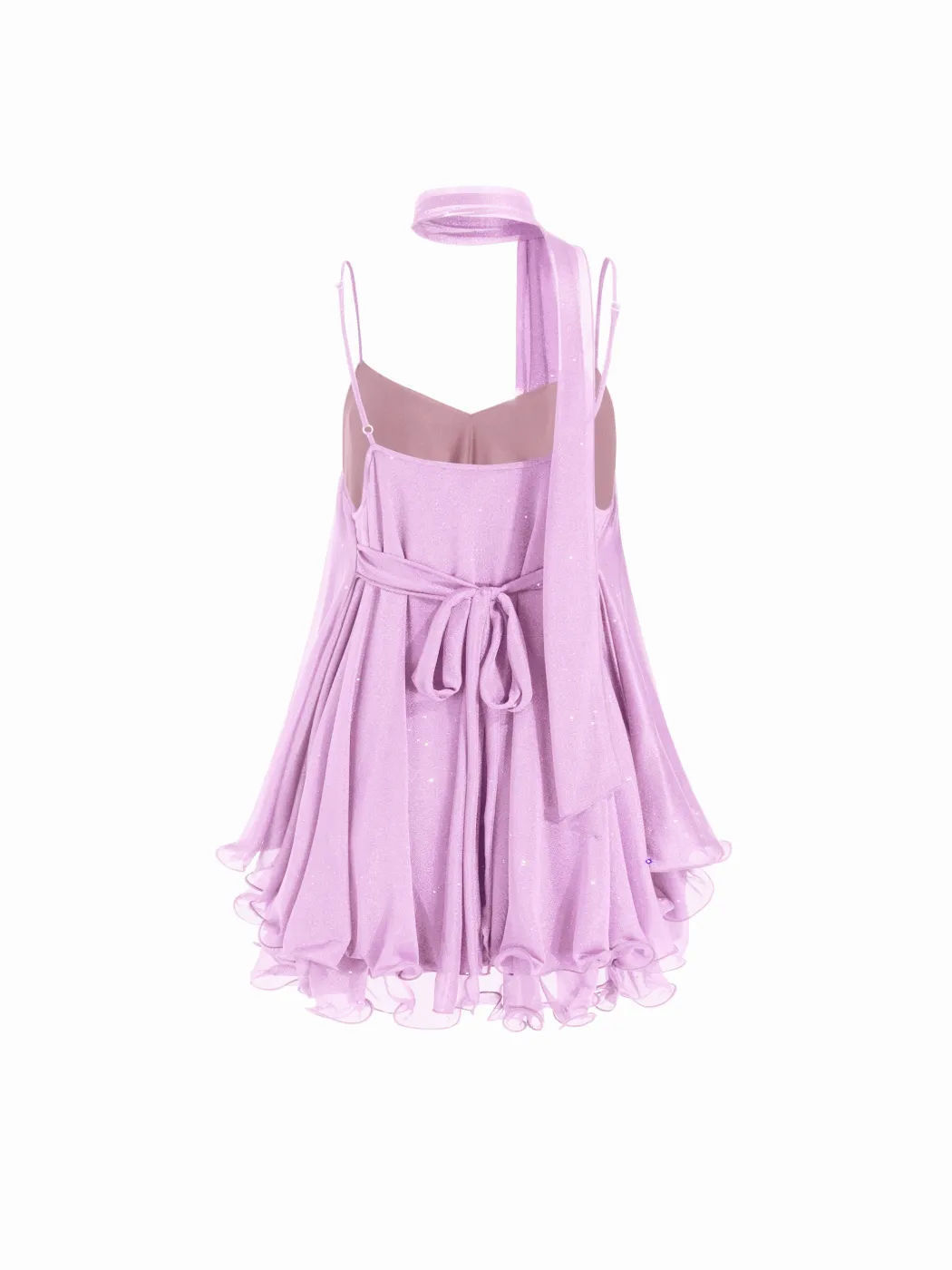 chiffon halter-neck dress