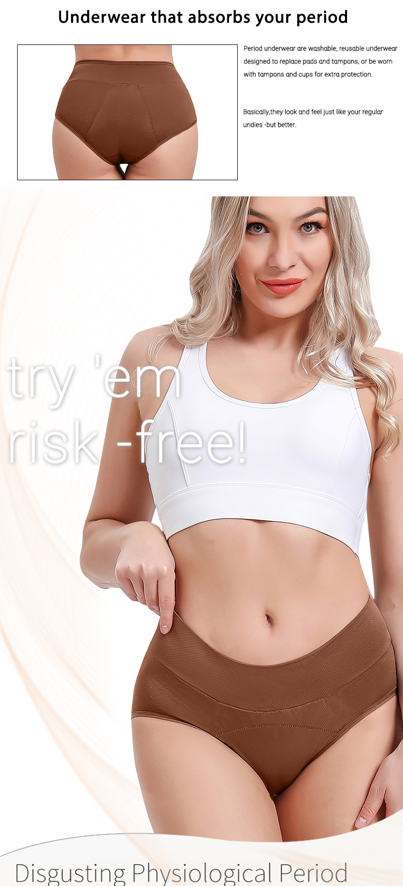 3-layer absorbent breathable period panties for women