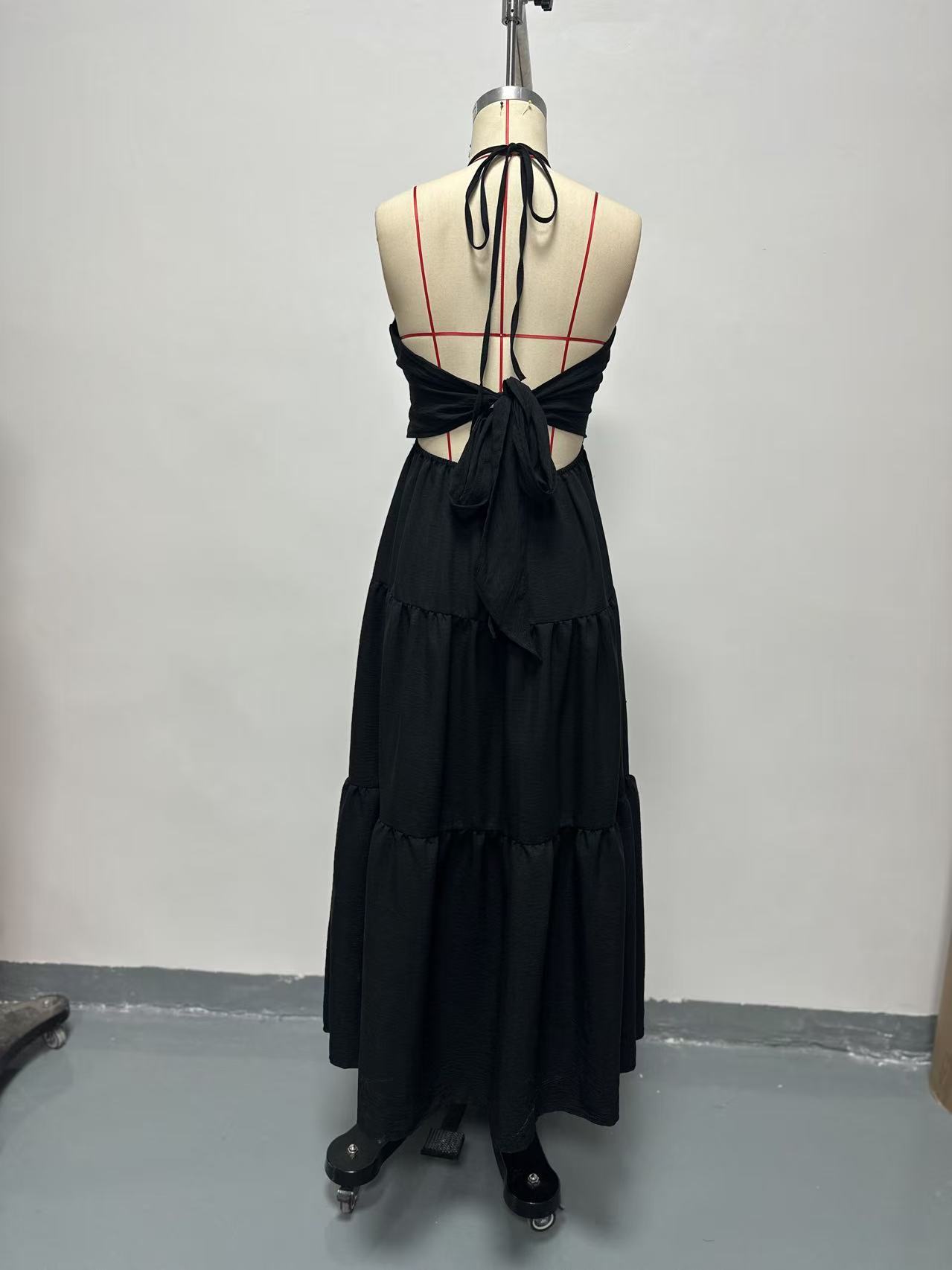Women's Deep V-Neck Sleeveless A-Line Maxi Dress