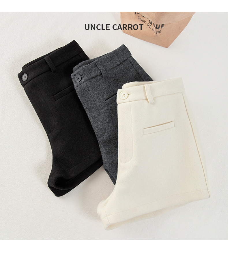Women's Thick Woolen High-Waist A-Line Boot-Cut Shorts