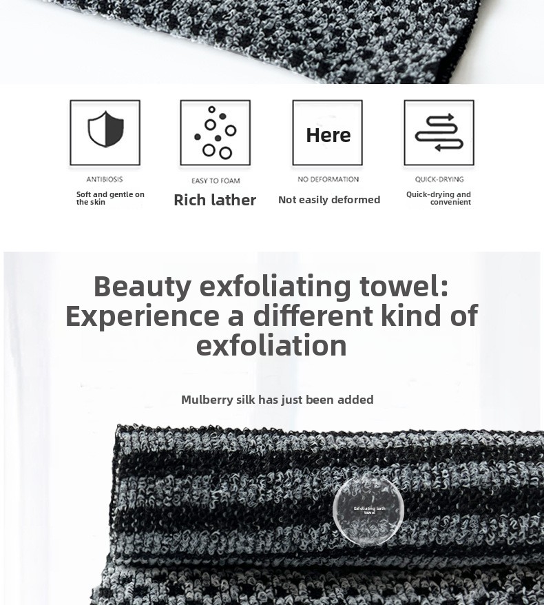 Long Nylon Exfoliating Back Scrubber Towel for Shower and Sauna